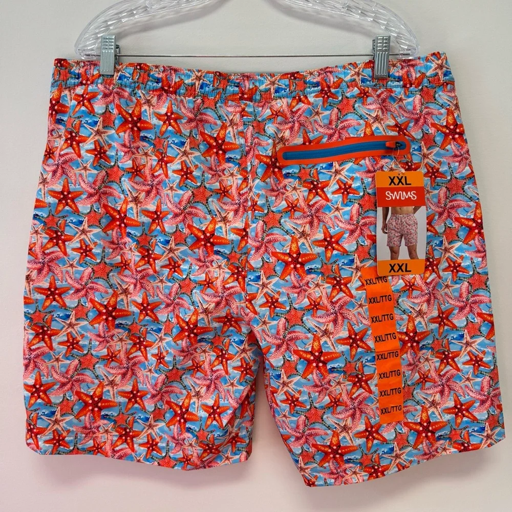 NWT Men's Swims Tropea Starfish Swim Shorts XXL Elastic Drawstring Waist